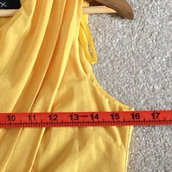Vintage Ax Paris Women Yellow Stretchy Round Neck Wide Strap Sleeveless Dress 10 - Picture 7 of 8